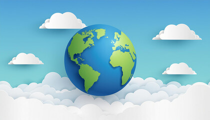 Fototapeta premium Blue sky and clouds background. planet concept
