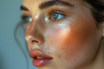 Naklejka premium model from different perspectives to showcase the versatility of their skincare routine. Highlight the contours of their face with strategic lighting for added depth