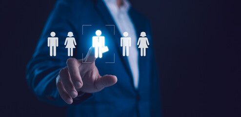 Human resource management and recruitment employment business concept. Talent management and recruitment business concept and empty copy space.