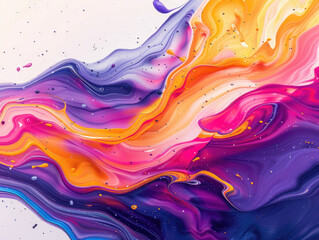 A colorful painting with a purple and orange swirl. The painting is abstract and has a lot of different colors