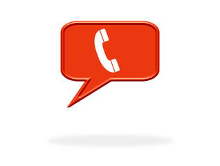 Telefon Symbol auf roter Sprechblase
