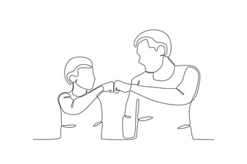 
Continuous one line drawing of Father giving his son a high five, father_s day concept. Modern continuous line draw design graphic vector illustration
