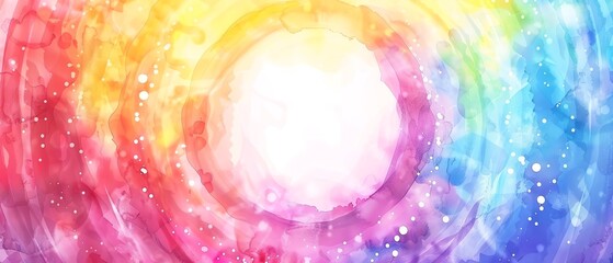 Radiant watercolor rainbow with a glowing effect, perfect for bright and luminous background designs