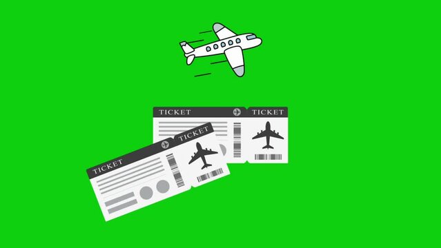 Ragged aero plane paper ticket air travel journey transportation access priority pass on green screen. Aircraft trip entry coupon airline airport. 3d Ticket coupon travel, booking service icon vector