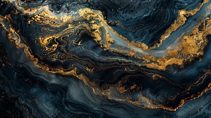 Obraz premium Abstract art with gold accents: Create an abstract art piece with luxurious gold accents. Use rich colors and textures to evoke a sense of opulence and sophistication.