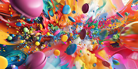 Sale Frenzy: Abstract depiction of a frenzy of sale-related elements in a chaotic yet organized composition