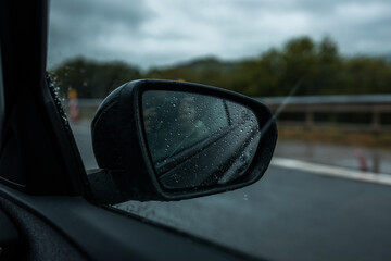 driving on the road close up of mirror