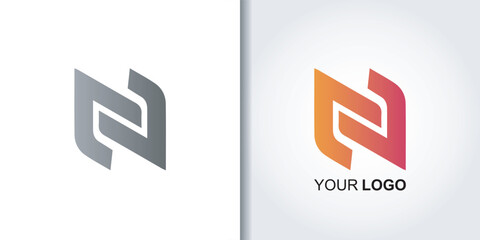 letter n geometric logo template