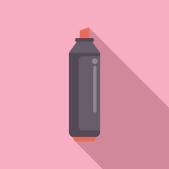Vector illustration of a marker pen in flat design style with a shadow, on a pink background