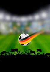 Soccer Fußball mit Deutscher Flagge im Stadion