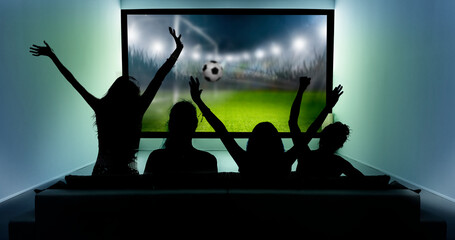 Soccer Fußball auf einem Bildschirm im Heimkino