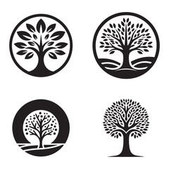 set of tree icon logo vector
