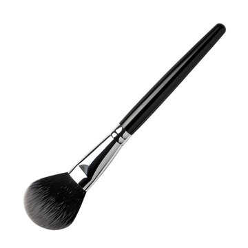 silver makeup brush isolated on transparent background. generative ai