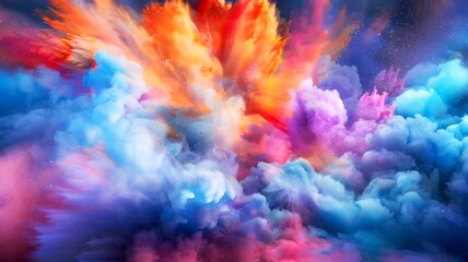 Background with clouds made of colorful exploded chalk with bright and bright colors