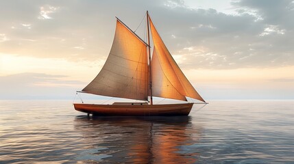 Tranquil Ocean Breeze Adventure on Isolated White Background with Single Object