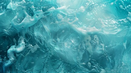 Obraz premium A Turquoise Ocean Wave With Bubbles On A Sunny Day