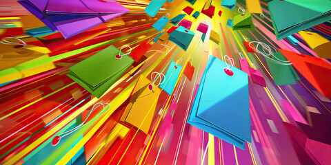 Fototapeta premium Discount Echo: Abstract echoes and repetitions of sale tags and banners in a dynamic pattern