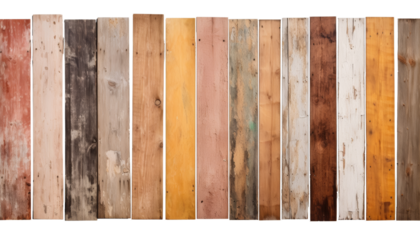 old wooden wall isolated on transparent background cutout