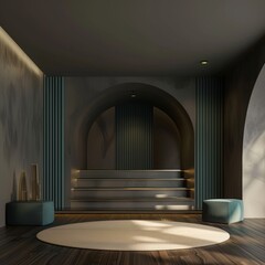 Minimalist Interior Design with Arch and Steps
