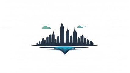 Obraz premium City buildings industrial themed logo icon on the white background Generative AI