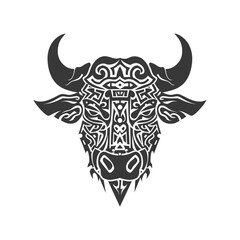 silhouette tribal animal head only using Aztecs style black color only