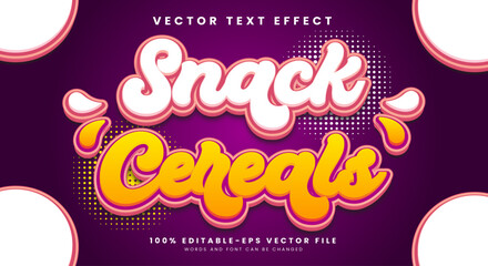 Snack Cereals 3D editable text effect Template Suitable for food promotion