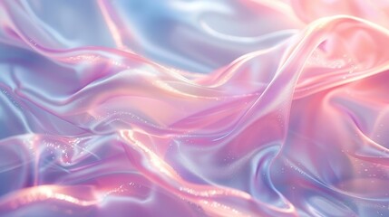 Obraz premium Abstract Blurred Background of Iridescent Fabric in Pastel Pink and Blue