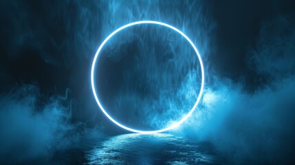 Obraz premium Glowing Circle in Blue Smoke