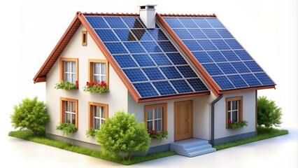 Sustainable Living Concept with Solar-Powered House