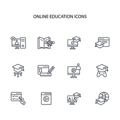 Online education icon set.vector.Editable stroke.linear style sign for use web design,logo.Symbol illustration.