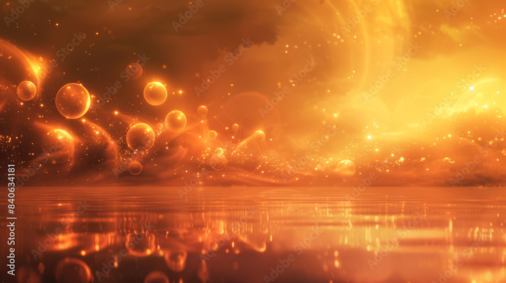 Sticker Illustration of abstract meditation background with ethereal light orbs and subtle warm tones 