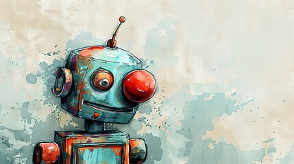 A robot with a red nose and a smile on its face