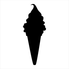 Black ice cream cone silhouette isolated on white background. Ice cream cone icon vector illustration design.