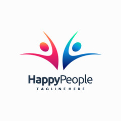 vector happy people logo template, people logo