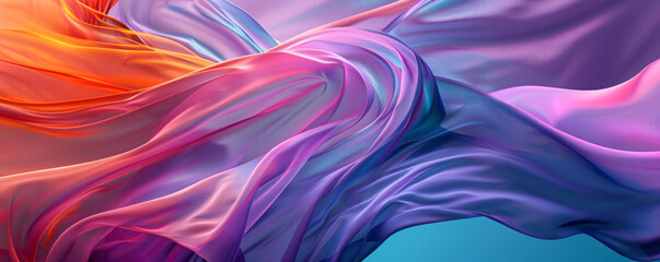 Obraz premium Flowing Fabric in Vibrant Colors, Abstract Textile Art, Soft and Elegant