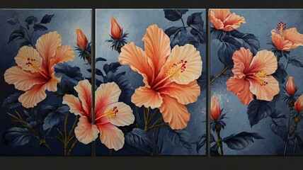 Flower hibiscus Design Wall Panels Wall Art Decora