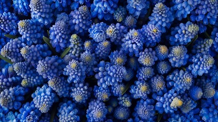 top view of bouquet arranged of muscari flowers 