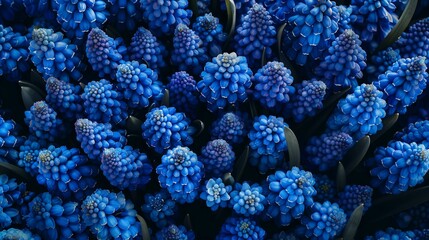 top view of bouquet arranged of muscari flowers 