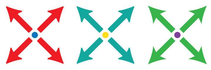 Arrows outward and arrow inward icon symbol vector illustration.