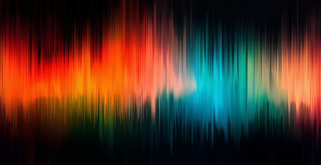Colorful sound wave background, a gradient of orange and blue colors, a blurred background, high resolution, highly detailed, hyper realistic in the style of hyper realistic, wide angle