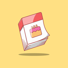 Birthday Calendar With Cake. Birhtday Element. Vector Cartoon Illustration Icon.