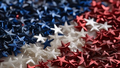 Abstract patriotic red white and blue glitter sparkle background for voting, memorial, labor day and election, Ai Generate 