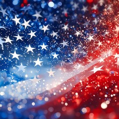 Abstract patriotic red white and blue glitter sparkle background for voting, memorial, labor day and election, Ai Generate 