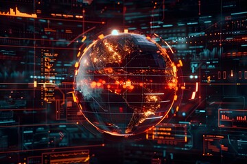 Obraz premium Futuristic Glowing Earth:A Digital Depiction of Global Warming's Alarming Impact