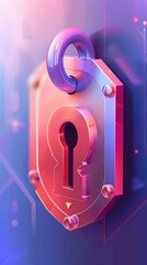 Close-up digital illustration of a lock and keyhole symbolizing access control and security in a futuristic setting
