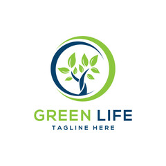 Green Tree Modern minimal creative logo design template