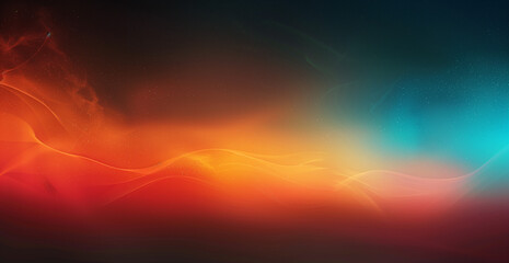 Obraz premium Dark background, a gradient of orange and blue colors, light soft tones, simple lines, soft curved shapes, blurred edges, high definition wallpaper style, abstract flame-like forms, flowing wave-like 