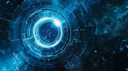 Fototapeta premium Design an art piece with a futuristic theme, incorporating a blue disc as a central element to represent cuttingedge technology