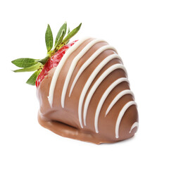 Delicious strawberry covered with chocolate isolated on white