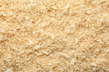 Dry natural sawdust as background, top view